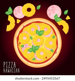 Pizza vector image. Fast food concept. Food for cafe and restaurant. Element for your website design, banners and advertising. Dough, cheese, sauce