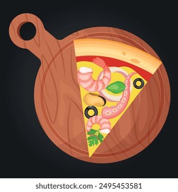 Pizza vector image. Fast food concept. Food for cafe and restaurant. Element for your website design, banners and advertising. Dough, cheese, sauce