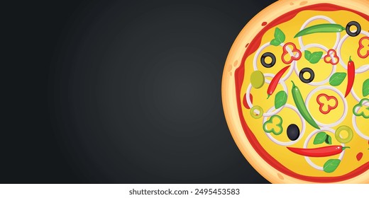 Pizza vector image. Fast food concept. Food for cafe and restaurant. Element for your website design, banners and advertising. Dough, cheese, sauce