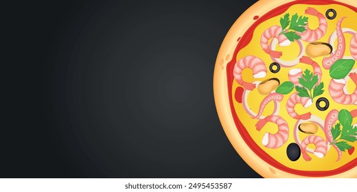 Pizza vector image. Fast food concept. Food for cafe and restaurant. Element for your website design, banners and advertising. Dough, cheese, sauce