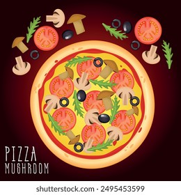 Pizza vector image. Fast food concept. Food for cafe and restaurant. Element for your website design, banners and advertising. Dough, cheese, sauce