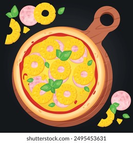 Pizza vector image. Fast food concept. Food for cafe and restaurant. Element for your website design, banners and advertising. Dough, cheese, sauce