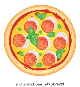 Pizza vector image. Fast food concept. Food for cafe and restaurant. Element for your website design, banners and advertising. Dough, cheese, sauce