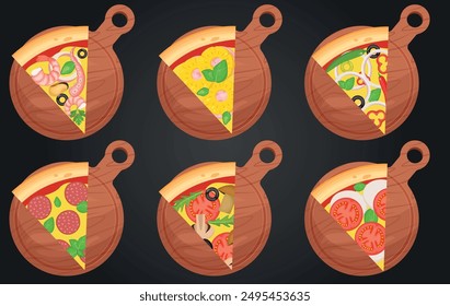 Pizza vector image. Fast food concept. Food for cafe and restaurant. Element for your website design, banners and advertising. Dough, cheese, sauce