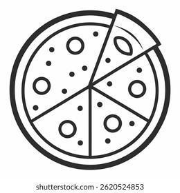 arte de linha de vetor de pizza no plano de fundo branco