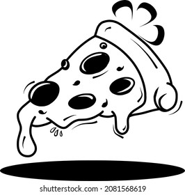 pizza vector location with three leaves on top right