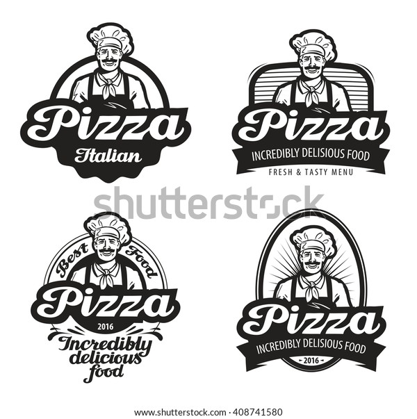 Pizza Vektorlogo Cafe Speis Pizzeria Restaurant Oder Stock Vektorgrafik Lizenzfrei