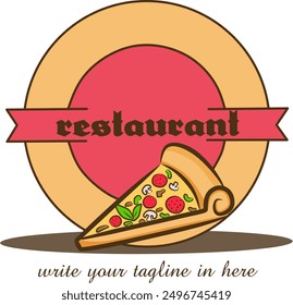 Pizza Vector Logo Cartoon. This logo is highly suitable for any pizza related restaurant, fast food, delivery, bistro, catering and Italian food related businesses.