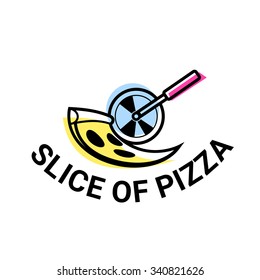 Pizza vector logo. Pizza chief icon. Pizza slice. Cafe pizza, cooking pizza, food and restaurant, pizzeria logo, food festival, Pizza delivery. 