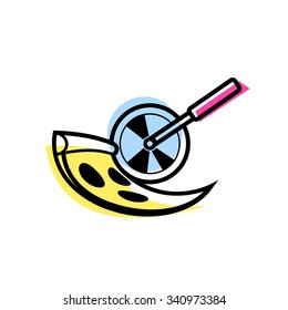 Pizza vector logo. Pizza chief icon. Pizza slice. Cafe pizza, cooking pizza, food and restaurant, pizzeria logo, food festival, Pizza delivery. 