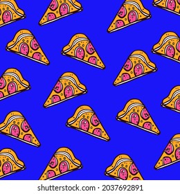 Pizza vector pattern. Cartoon fast food illustration 