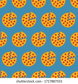 Pizza vector seamless pattern background for fast food delivery design.