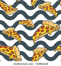 pizza vector seamless pattern, pizza texture, 