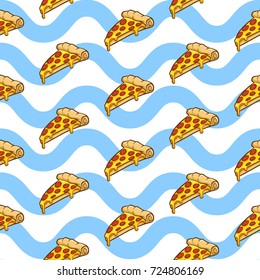 Pizza Vector Seamless Pattern, Pizza Texture, 