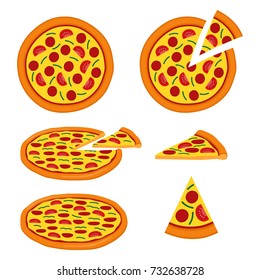 Pizza Vector Set Design Image. Pizza Slice Vector Set