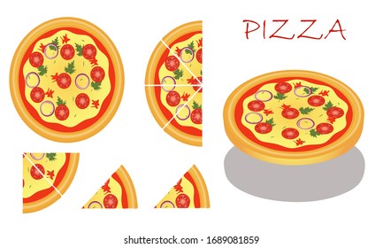 Pizza vector set. Slices of pizza on a white background