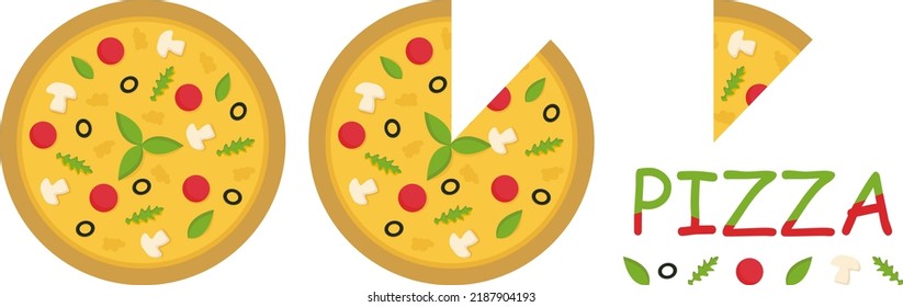 Juego de vectores de pizza. Trozos de pizza en un fondo blanco