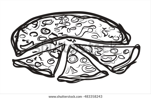 Pizza Vector Sketch Fast Food Hand Stock Vector Royalty Free 483358243