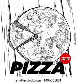 pizza vector sketch hand drawing