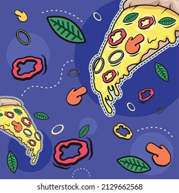pizza and vegetables patches poster