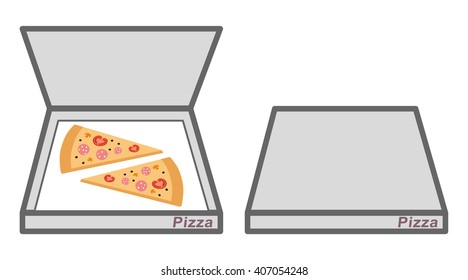 Pizza with vegetables, sausage and mushrooms. Vector illustration.