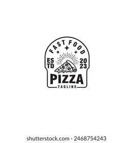 pizza vintage badge logo design vector illustration