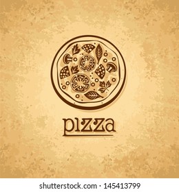 Pizza. Vintage fast food background.