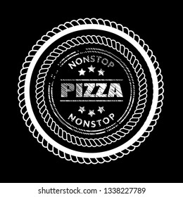 Pizza vintage label - sticker,emblem,seal,rubber stamp.Pizza  - served here,delicious.