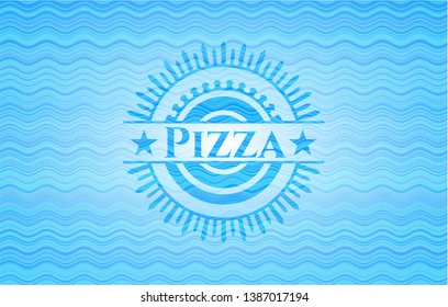 Pizza water wave emblem. Vector Illustration. Detailed.