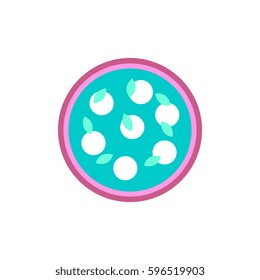 Pizza with white cheese.Vector illustration. simple pizza icon top view