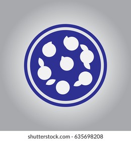 Pizza with white cheese.Vector illustration. simple pizza icon top view