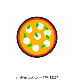 Pizza with white cheese.Vector illustration. simple pizza icon top view