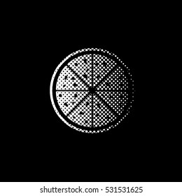 Pizza - white vector icon ; halftone illustration