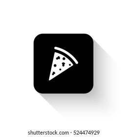 Pizza - white vector  icon with shadow