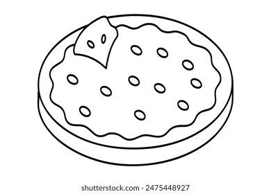 Pizza Weiße Vektorillustration und weißer Hintergrund.