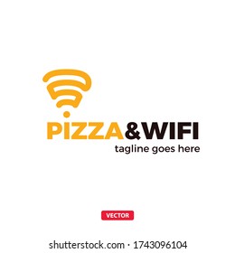 Pizza Wifi Wireless Web Logo. Picca Slice Cafe Net Logotype