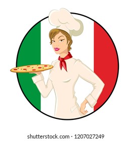 Pizza woman. Vector illustration