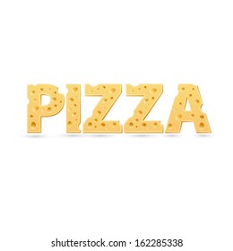 Pizza word of cheese. Vector word template