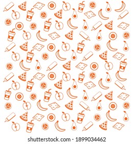 Pizza Wrap, fruit pattern background in flat designs