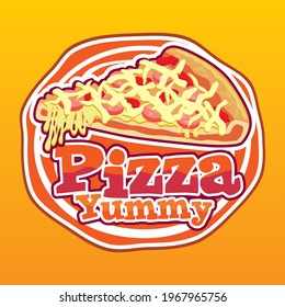 
Pizza Yummy Logo Design. Restaurant food pizza logo symbol design pizzeria italian vector retro menu cafe meal cook delivery