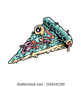 Pizza Zombie Food Graphic Illustration Vector Art T-shirt Design