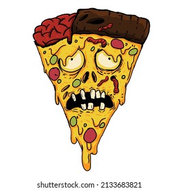 Pizza zombie hand drawn vector