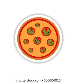 Pizza.Vector illustration. simple pizza icon top view sticker