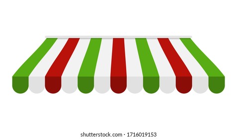 Pizzeria awnings. Italian food design elements in the colors of the italian flag. Vector illustration. svg
