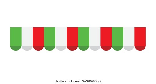 Pizzeria awnings. Italian food design elements in the colors of the italian flag. Vector illustration