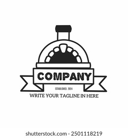 Pizzeria baked in traditional wood oven logo design vector illustration. Pizza baked in traditional wood oven logo design template element. Good for cafe logo