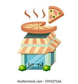 Pizzeria building for mobile game vector
