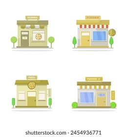 Pizzeria buildings illustrated in vector