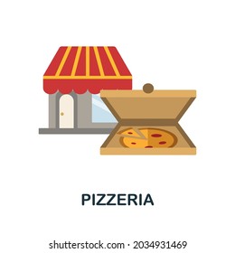 Pizzeria flat icon. Colored sign from small business collection. Creative Pizzeria icon illustration for web design, infographics and more