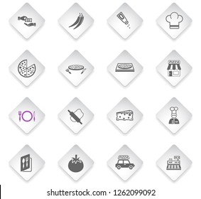 pizzeria flat rhombus web icons for user interface design